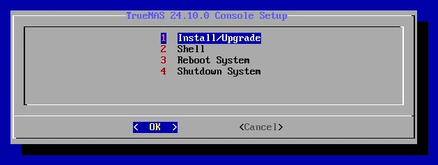 TrueNAS installer screen