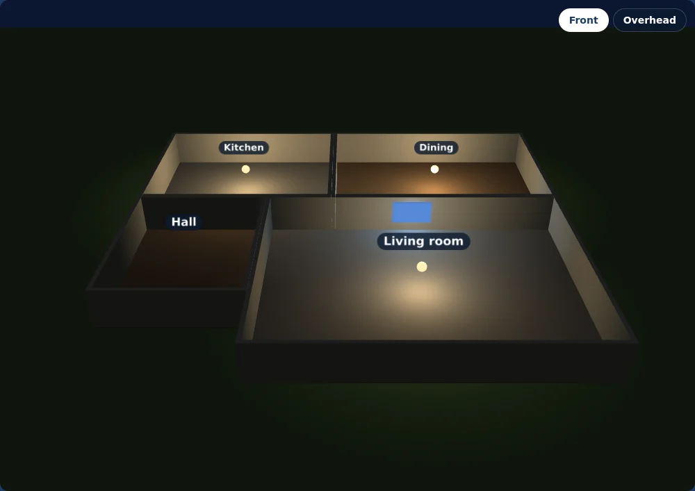 The starter card at night with the room lights on